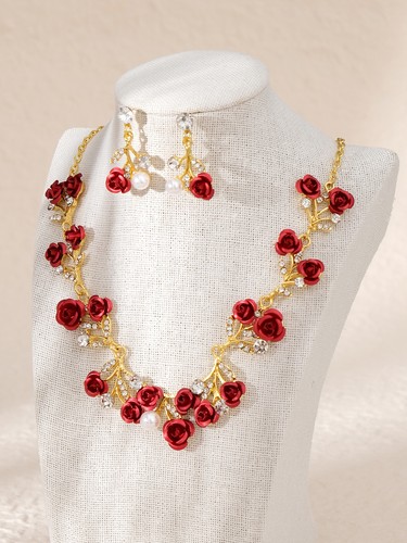 Damen Strass Hänger Tropfen Braut Hochzeit Halskette Ohrringe Schmuck Set - Bild 42 von 52