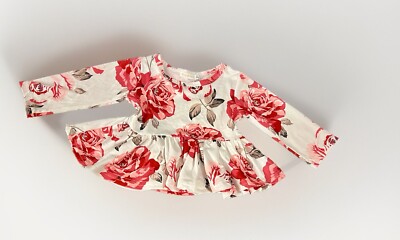 Royal Tots Baby Girl Size 80 (12-18Months) Floral Red/White Dress /Top