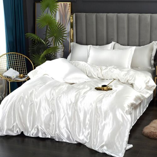 Mulberry Silk Bedding Set Duvet Cover Bed Sheet Pillowcase King Queen Full Twin - Picture 23 of 41