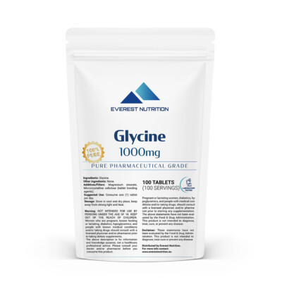 Glycine 1000mg Tab   Amino Acid for Relaxation, Sleep, Brain & Recovery Support