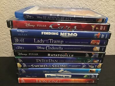 DVD Lot 11 Disney Classics Cars, Monsters, Inc. Cinderella, Finding Nemo, Up￼