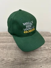 Worlds Best Looking Grandpa Hat Green OSFM Hook & Loop Cap Baseball