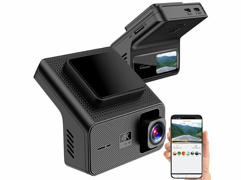 Caméra embarquée 4K grand angle et connectée Wi-Fi pour visionnage mobile