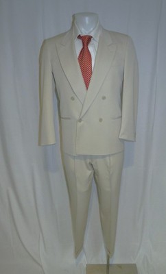 Mani Armani Solid Cream Vintage Double Breasted Peak Lapel Suit 38S