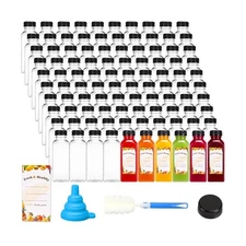 Moretoes 144pcs 12oz Plastic Juice Bottles with Lids, Reusable Clear Bulk Jui...