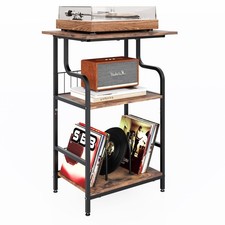 Record Player Stand, 3-Tier Table, Vinyl 3 Tiers, Rustic Brown