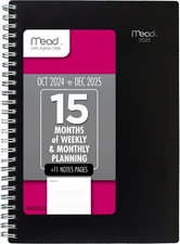 Mead 2025 Planner, Weekly & Monthly, 15-Month, 5-1/2" X 8-1/2", Small, Basic, Bl