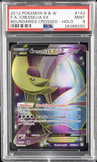 2012 POKEMON BLACK & WHITE BOUNDARIES CROSSED #143 FULL ART/CRESSELIA EX PSA 9