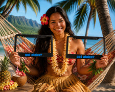 Got Aloha Black With Blue License Plate Frame Qty 2 - Hawaii Beach Surfs Up