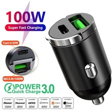 100W Super Fast Phone Car Charger Adapter USB Type C For iPhone Samsung Android