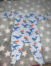 Blue Whale Baby Sleepsuit Size 0-3 Months Matalan Baby Boy