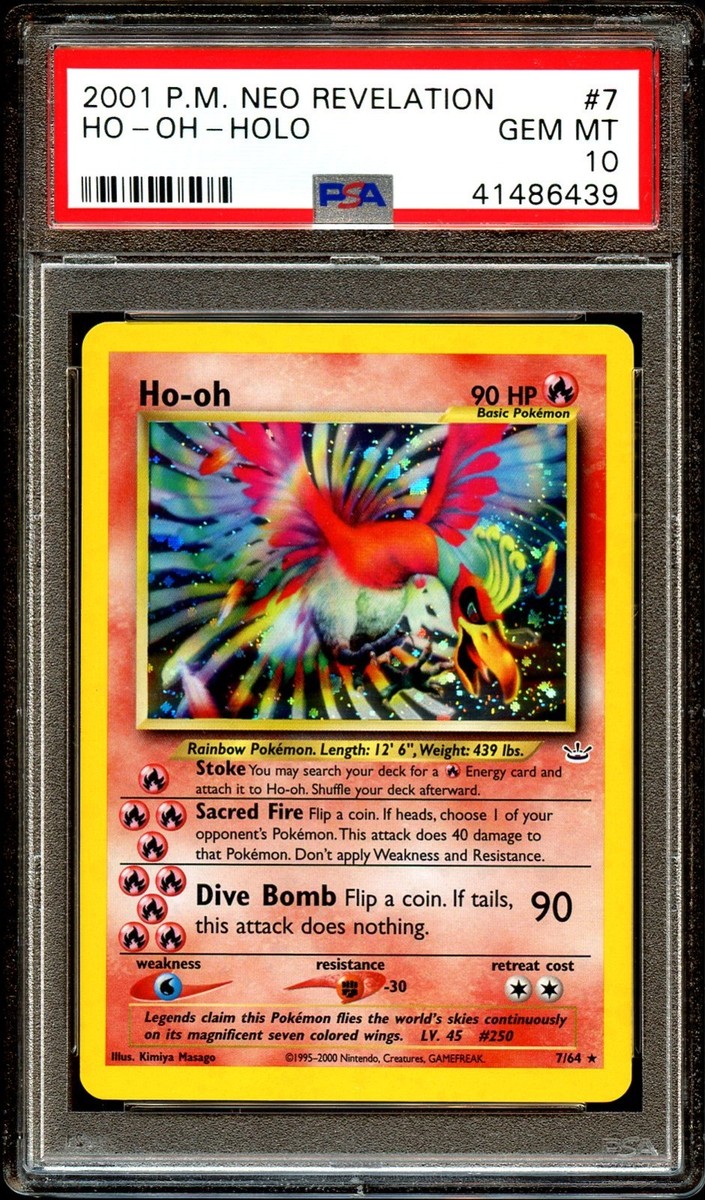 PSA 10 GEM MINT Ho-Oh 7/64 DOUBLE HOLO ERROR Neo Revelation