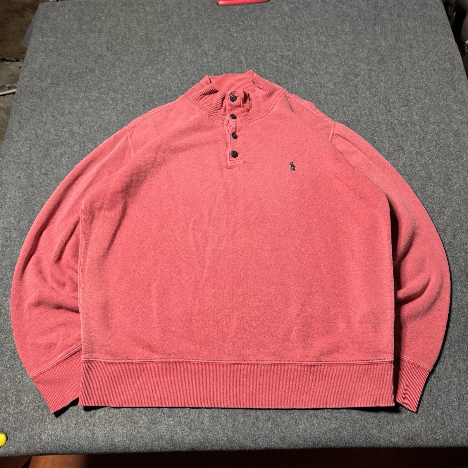 VTG 90s Polo Ralph Lauren 1/4 Button Pullover Faded Red Size XL Grunge Preppy