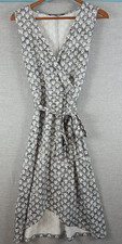 41 Hawthorn Liana Faux Wrap Knit Dress S Gray Geo Print Hi Low Belted V Neck NEW
