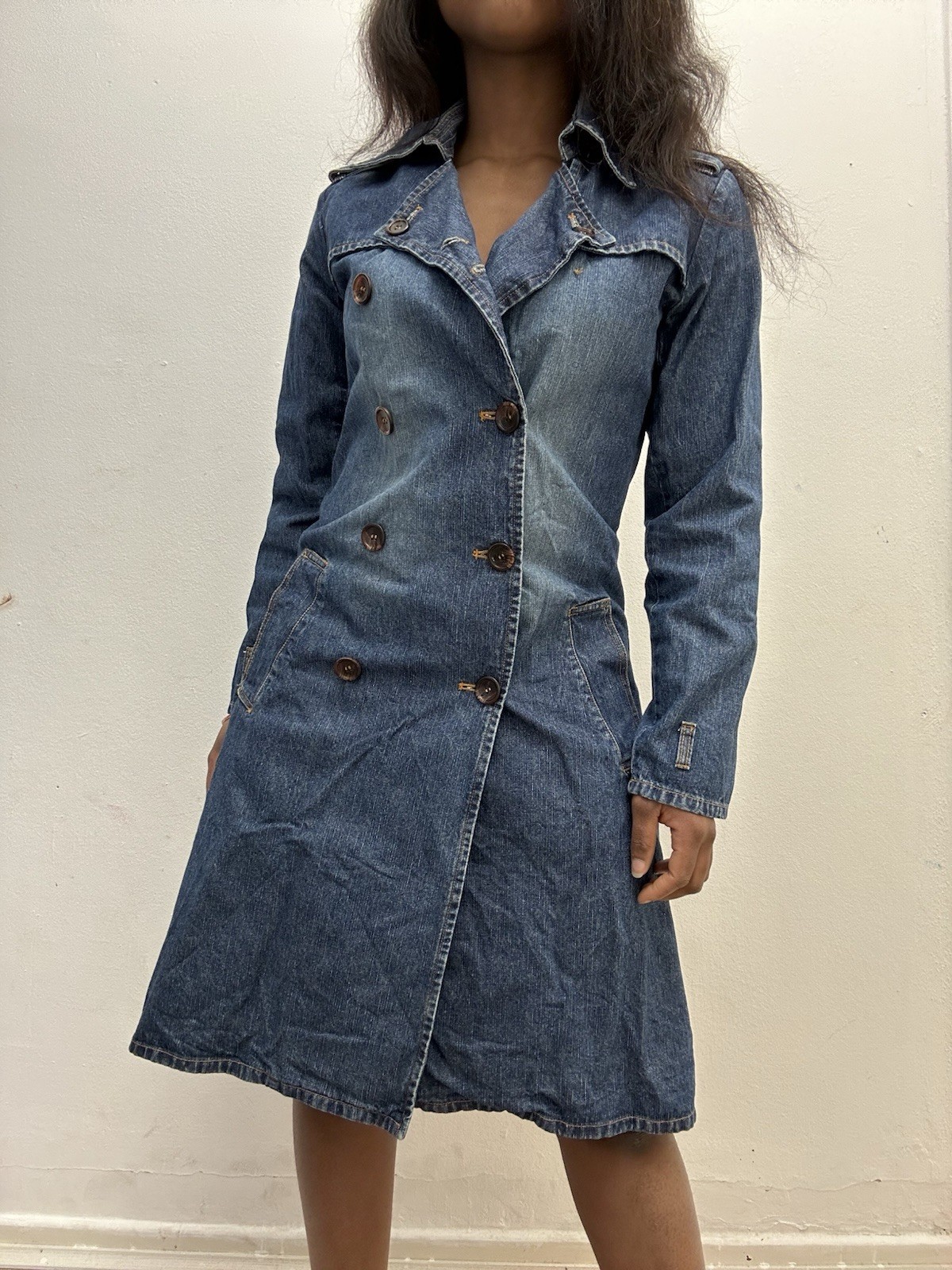 Damen Jersey Jeanskleid knielang Demin in Blau in M / L