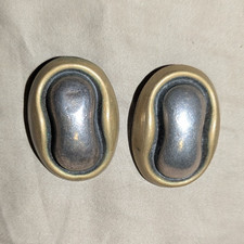 Vintage Two-Tone Oval Clip-On Earrings Sterling Silver