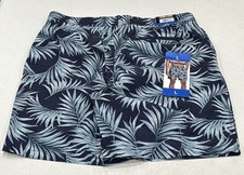 Kirkland Signature Men's Stretch Swim Shorts, Blue Leaves, Size L