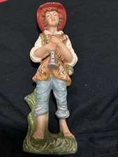 VTG Fontanini Paper Mache Nativity Musician Flute Player Figurine Italian MCM