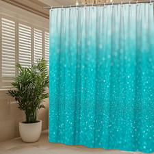 Teal Glitter Shower Curtain for Stylish Bathroom Decor