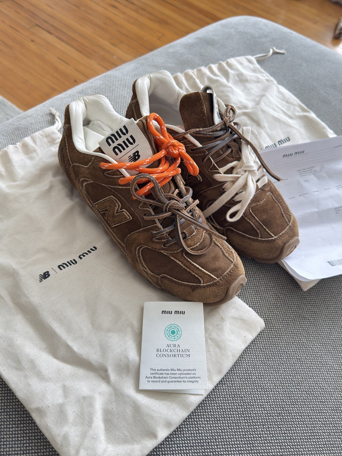 Miu Miu X New Balance 530 SL Brown Suede sneakers Sz 38.5,Extra Lace