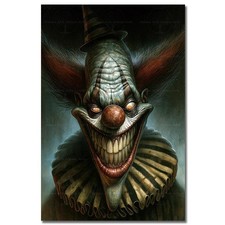 Vintage Horror Clown Art Print, Spooky Halloween Wall Art, Macabre Gothic Poster