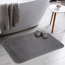 Gray Memory Foam Bath Mat 17x24 Inch Non Slip Washable Soft Absorbent Rug