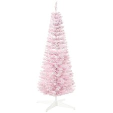 5ft Decorated Snow Flocked Pencil Christmas Tree, Artificial with Realistic Tips