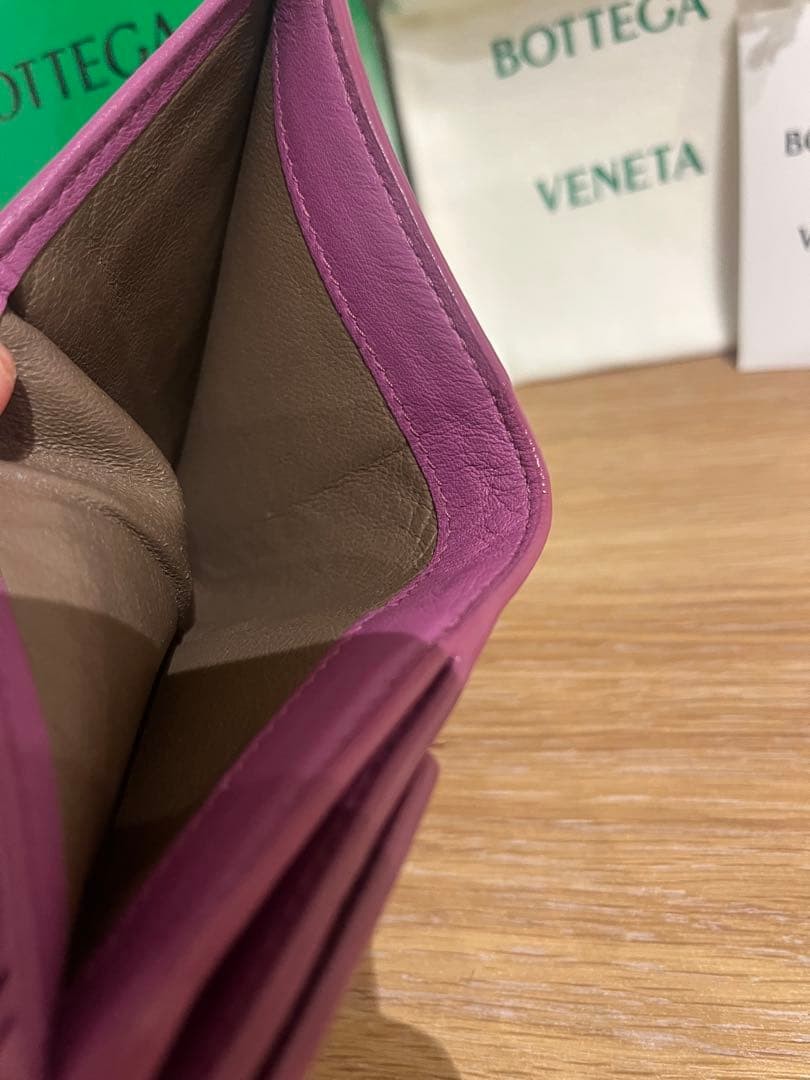 Bottega Veneta Pink Leather Bifold Wallet, Used with Box & Pouch Japan thumbnail 9