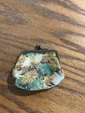 Vintage Coin Change Purse Kiss Lock Ladies Floral Clutch Rare Unique Women's