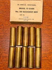 ORIGINAL WW2 US MILITARY 10 ROUND BOX M19 (FIRED) BRASS 12 GAUGE 00 BUCK SHELLS