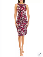 NWT Vince Camuto Floral Ruched Sheath Dress Size 14 $148 Retail
