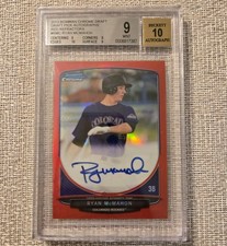 2013 Bowman Chrome Draft Autograph Ryan McMahon Red Refractor 2/5 BGS 9 MINT!