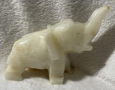 White Marble Elephant Hand Carved In Mexico