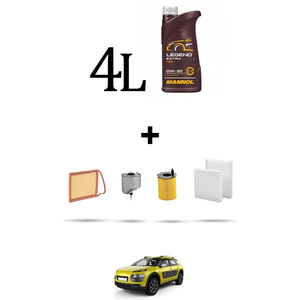 Hoffcar Wartungskit 4 Filter Und 4L ÖL FüR Citroen C4 Cactus 1.6 Hdi 68KW-image