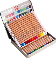 KALOUR Pro Pastel Chalk Colored Pencils,Set of 50 Colors,Color Charcoal Pencils