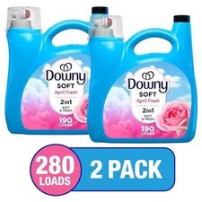 2Pack Downy Ultra April Fresh Scent 2 in 1 Liquid Fabric Softener 190Loads 140oz 0.09 per gallon