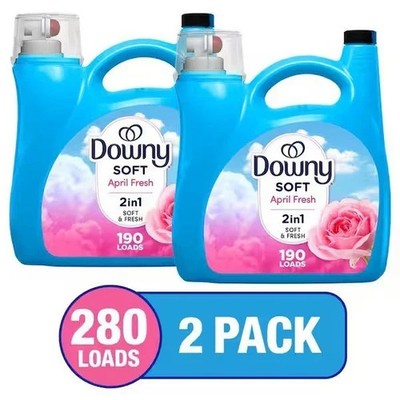 2Pack Downy Ultra April Fresh Scent 2 in 1 Liquid Fabric Softener 190Loads 140oz