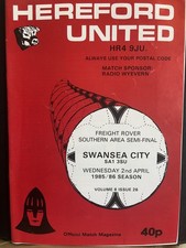 HEREFORD UNITED v SWANSEA CITY, 2nd April 1986, FREIGHT ROVER TROPHY SEMI-FINAL