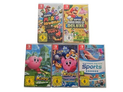 Nintendo Switch Spiele-Set Kirby, Super Mario & Nintendo Switch Sports 5 Spiele