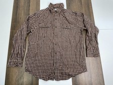 Carhartt Mens Size L Brown Plaid Button Shirt Long Sleeve Button Down Collar