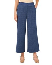 Vince Camuto Women Plaid polyester Pull-On Wide-Leg Pants Blue Size L $90 SALE