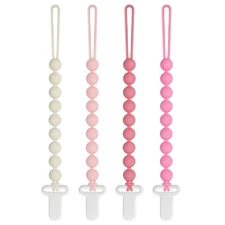 Pacifier Clips Baby Girls - Draklary 4 Pack Paci Clip Silicone Soothe Baby B...