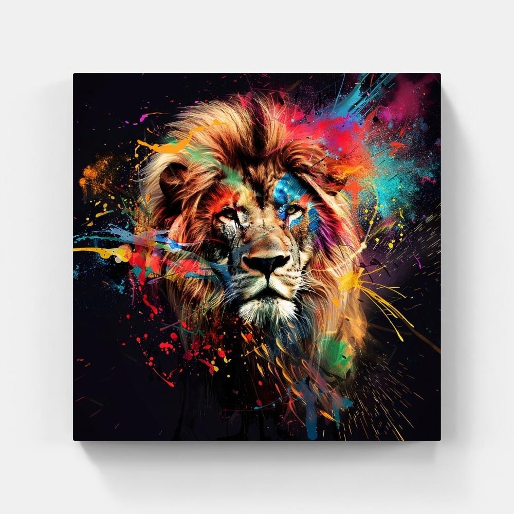 Tableau Pop Art Lion Toile 60x60cm Décoration Murale Street Art Moderne Salon