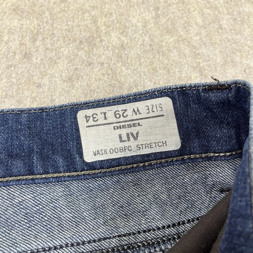 Diesel Jeans Womens 30x28 Blue Denim Liv Stretch Dark Low Rise Slim Straight Y2K - Image 3 of 4