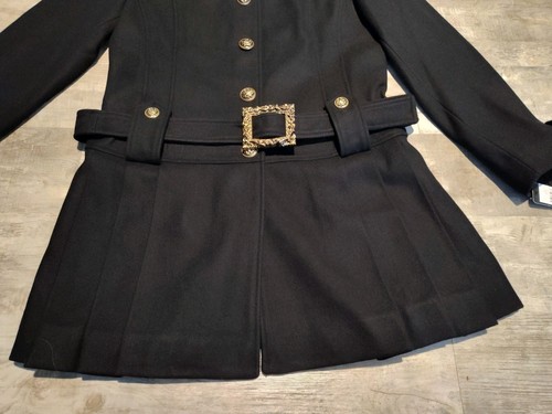 NWT Y2K Guess Wool Blend Women's Peacoat Black Size XL Military Gold Buttons - Picture 4 of 18
