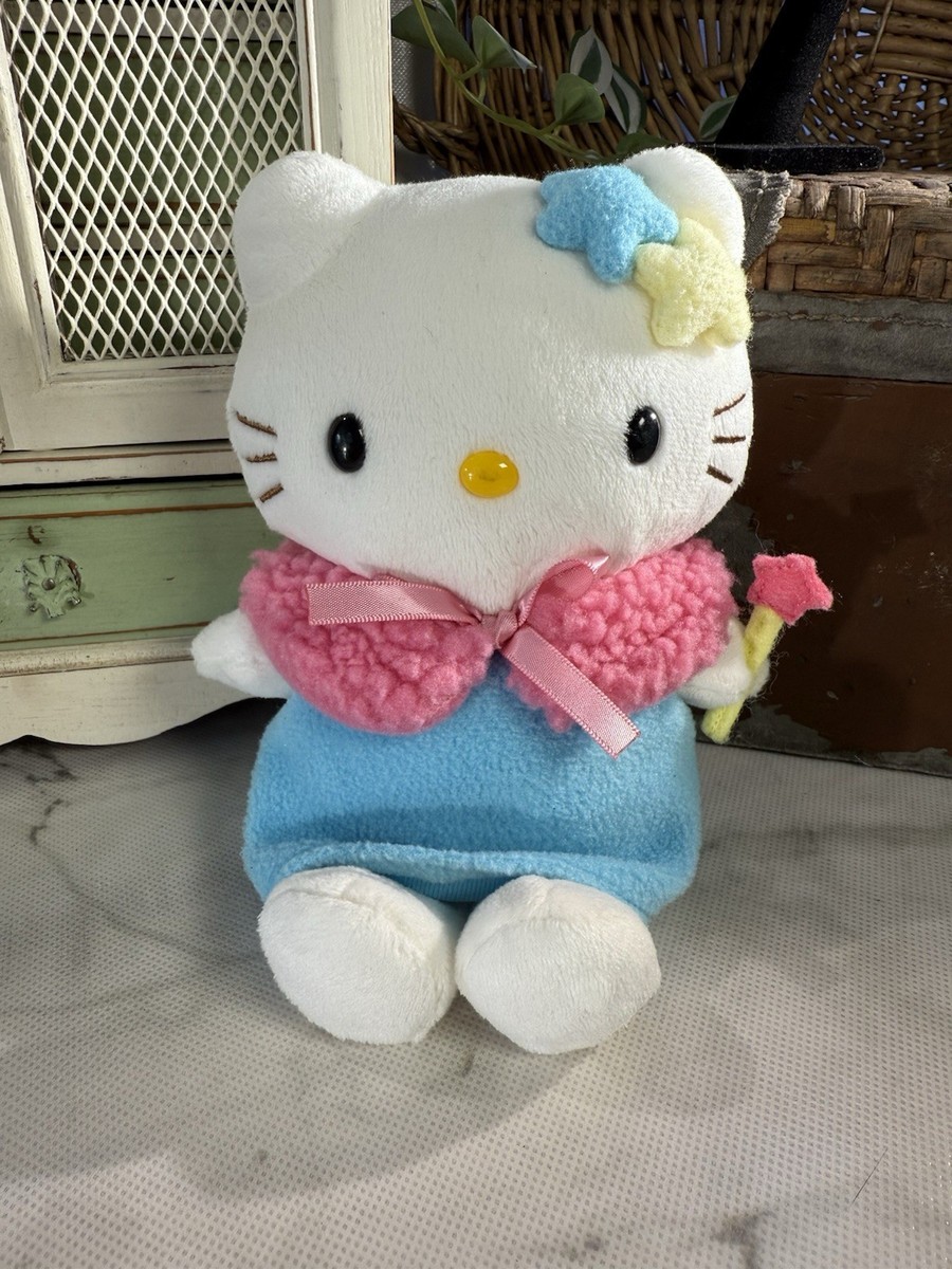 hello kitty blue dress RARE 2006 Pink Shawl Stars Plush Stuffed Toy Sanrio 9