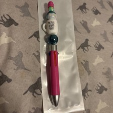 Handmade Pink Beadable Ballpoint 4 Colored Ink Pen. Silicone Acrylic Beads