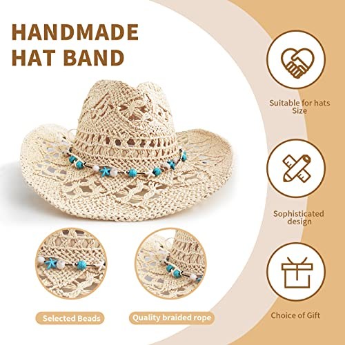Hat Band for Womens Cowboy Hat, Hand Made Replaceable Hat Belt for Men Marine - Picture 5 of 6