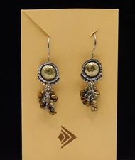 Silpada ~ STERLING SILVER & GOLDTONE EARRINGS ~ Beaded Cha Cha Dangles NEW