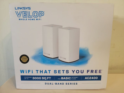 Linksys Velop AC2400 Dual-Band Mesh Whole home Wi-Fi System up to 3000sq ft.